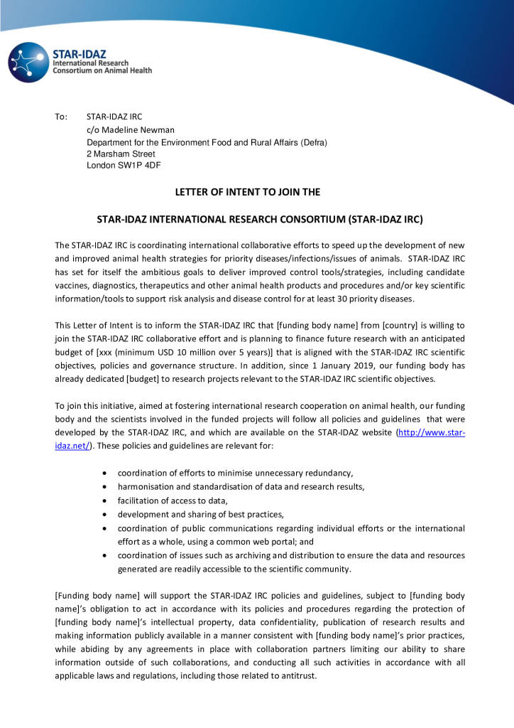 Letter of Intent – STAR-IDAZ – template v2