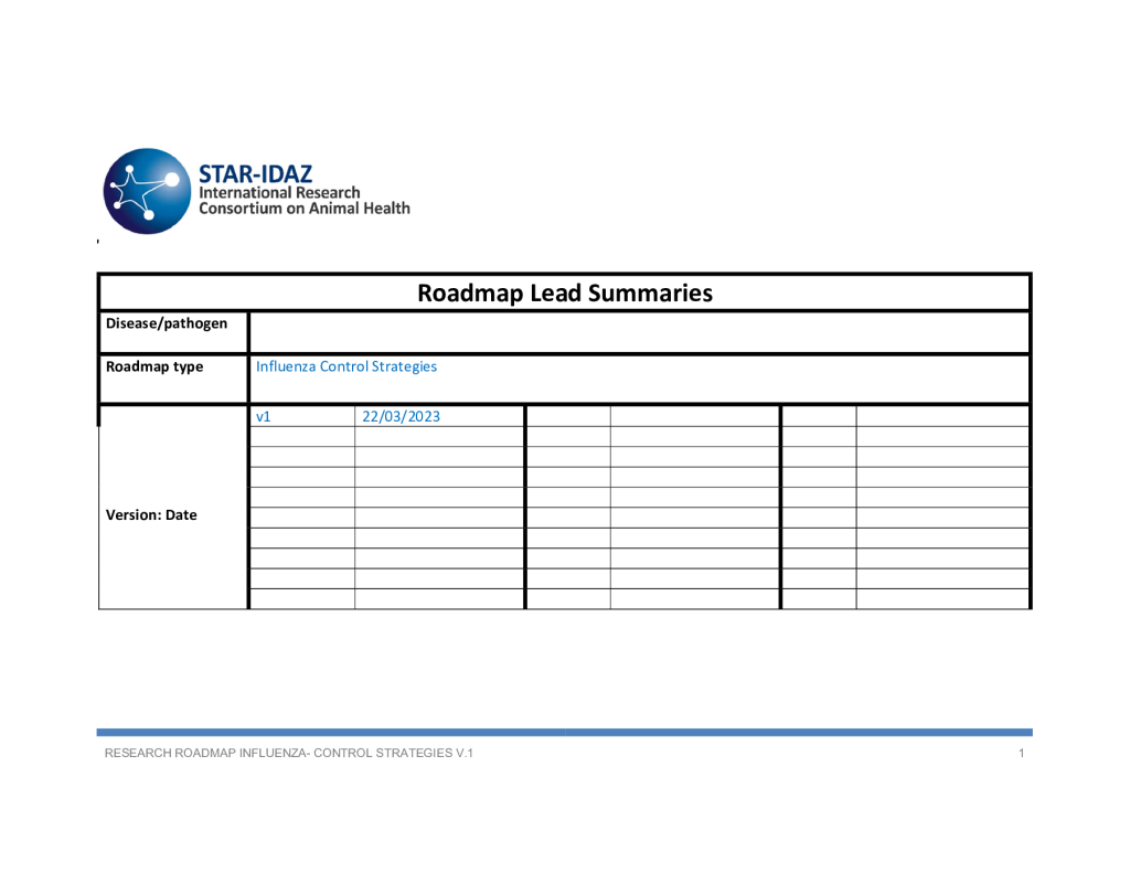 Influenza Disease Control Strategies Development Roadmap